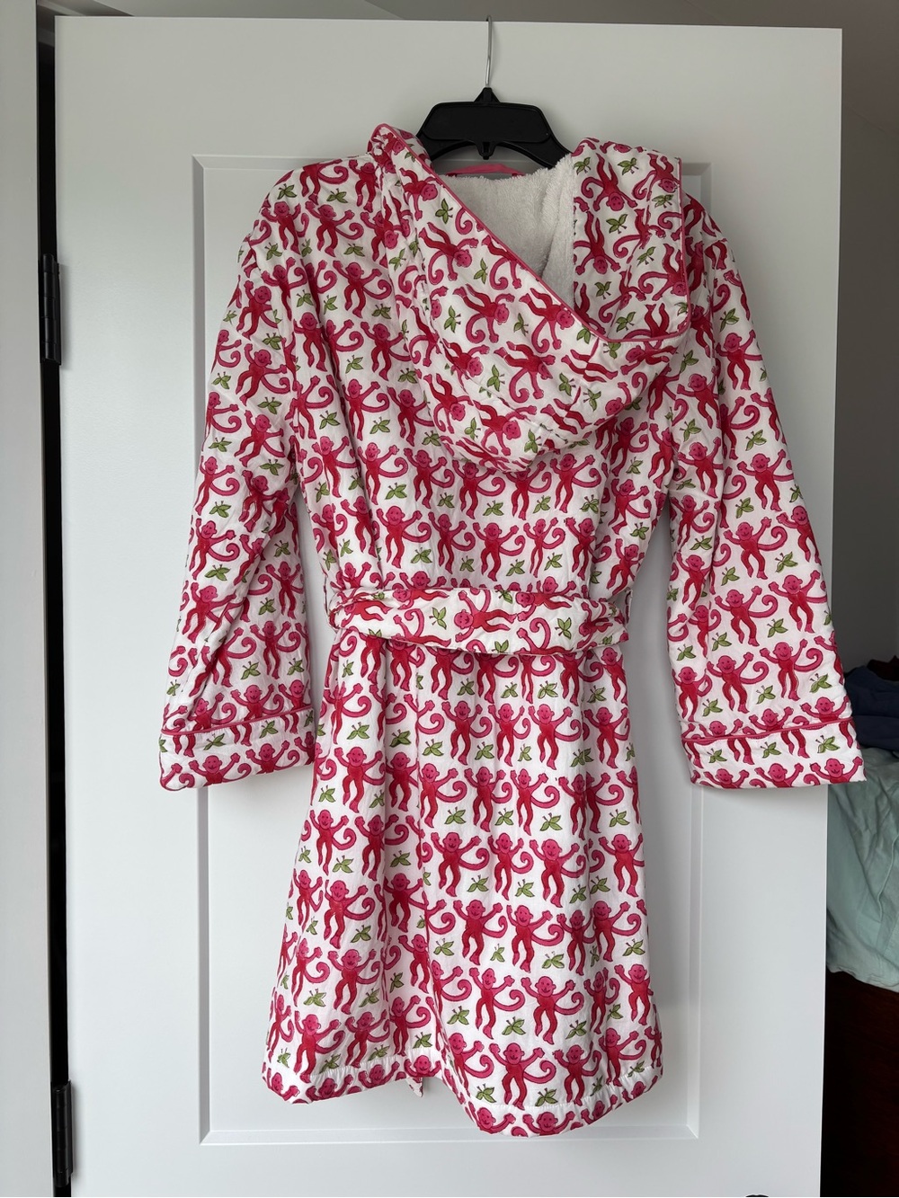 Roller Rabbit Pink Monkey Kids Terry Robe - Picture 2 of 4